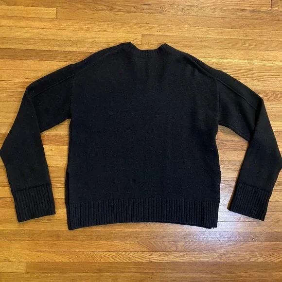 Roucha Trace Sweater Womens Large Black 100% Wool Crewneck Pullover T-Y3-006 - Picture 8 of 9